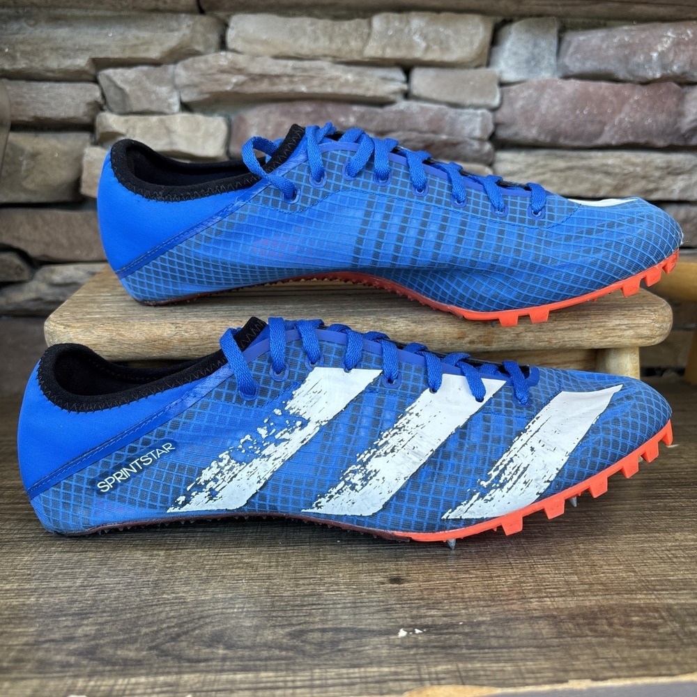Adidas Men's 10.5 Sprintstar Track & Field Shoes Blue / White Spike & Traction